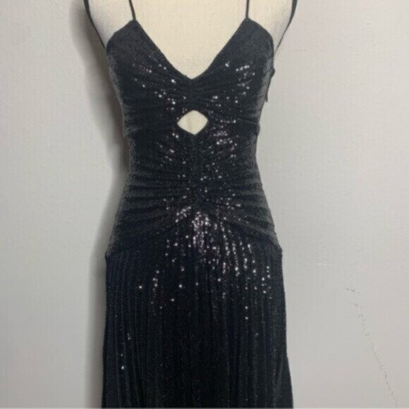 NWT A.L.C Lou Black Sequined Keyhole Midi Cocktail Dress - Picture 9 of 14